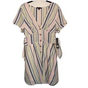 AS U Wish Enchant Pastel Stripped Dress with Adjustable Side Ribbons Size XL